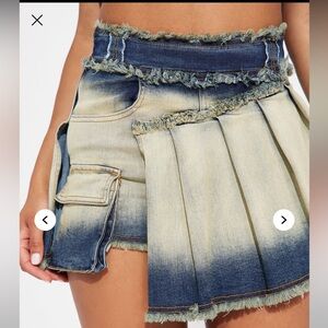 Fashion Nova Blue and Cream Mini Skirt